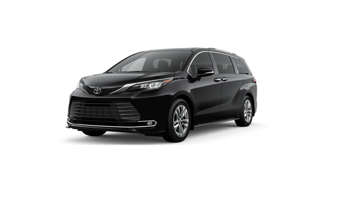 2026 Toyota Sienna Limited in Midnight Black Metallic — front three-quarter view