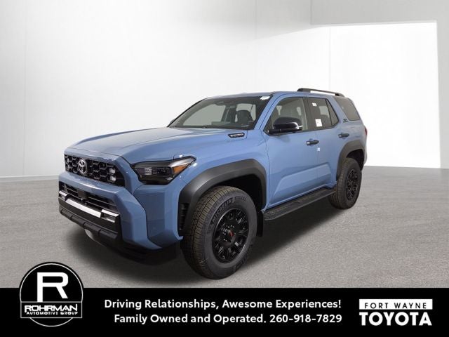 2026 Toyota 4Runner i-FORCE MAX TRD Off-Road Premium i-FORCE MAX in Heritage Blue — front three-quarter view