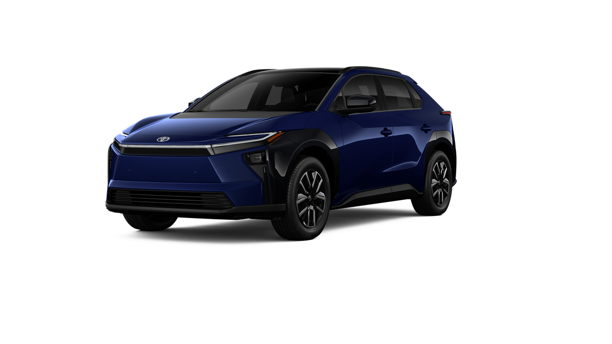 2026 Toyota bZ XLE in Blueprint — front three-quarter view