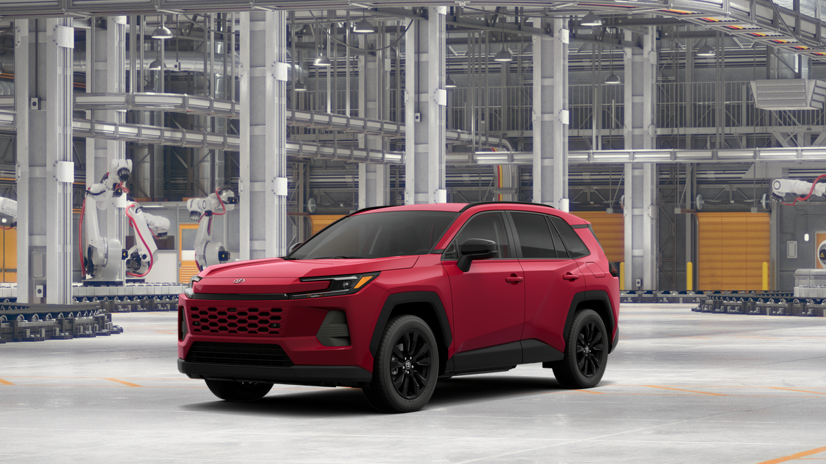 2026 Toyota RAV4 XLE Premium in Ruby Flare Pearl — front three-quarter view