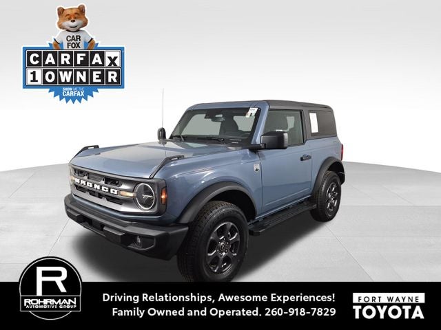 2023 Ford Bronco Big Bend in Azure Gray Metallic Tri-Coat — front three-quarter view