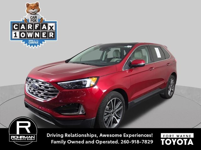 2023 Ford Edge Titanium in Red Metallic — front three-quarter view