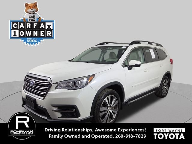 2022 Subaru Ascent Limited in Crystal White Pearl — front three-quarter view