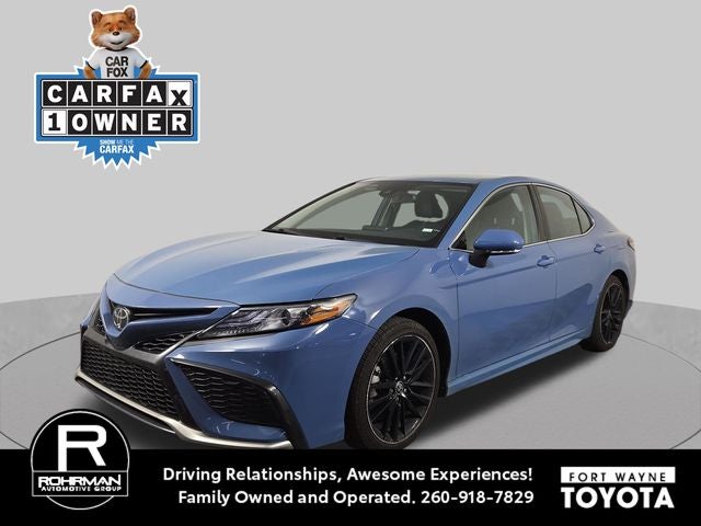 2024 Toyota Camry XSE in Blue — front three-quarter view