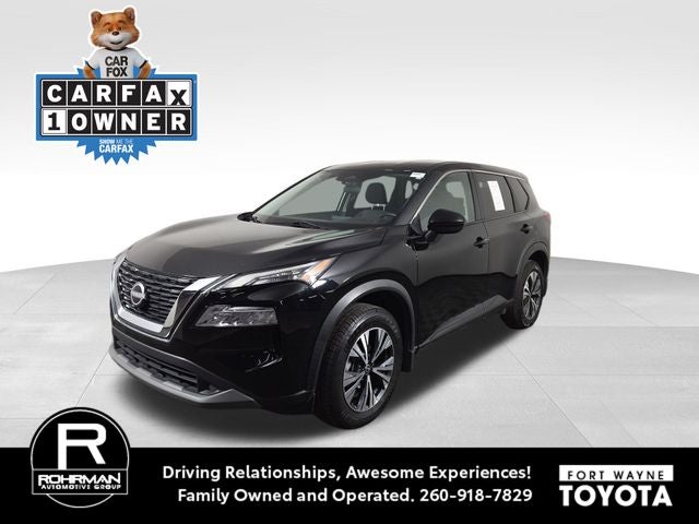 2023 Nissan Rogue SV in Super Black — front three-quarter view