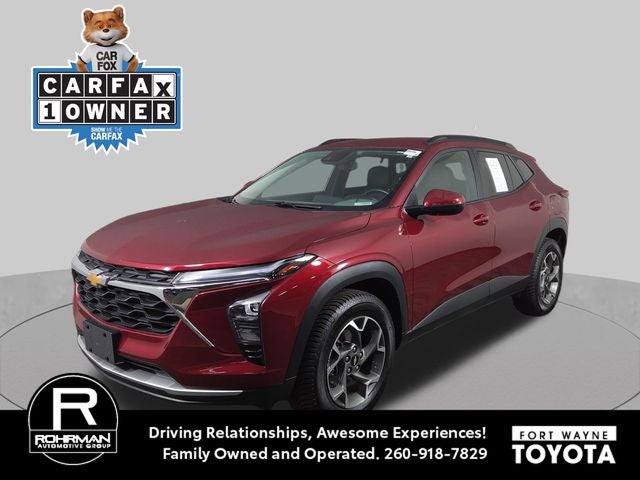 2024 Chevrolet Trax LT in Crimson Metallic — front three-quarter view